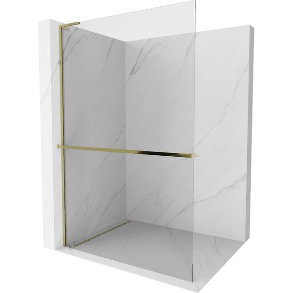 Mexen Kioto+ L Parete Doccia Con Mensola Walk-In 110 X 200 Cm, Trasparente, Oro - 800-110-123-50-00-image