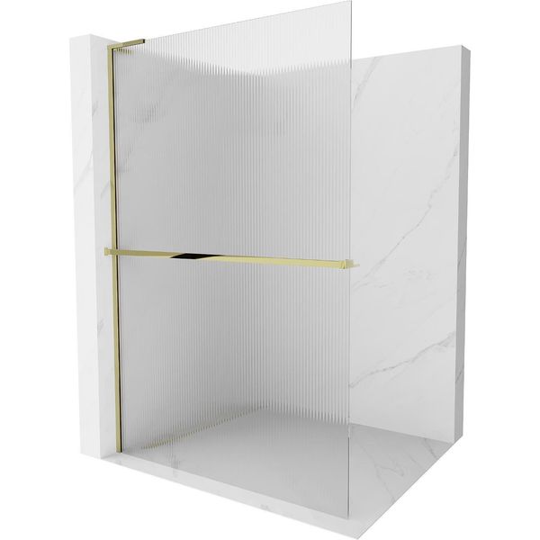 Mexen Kioto+ L Parete Doccia Con Mensola Walk-In 110 X 200 Cm, Striature, Oro - 800-110-123-50-09-image