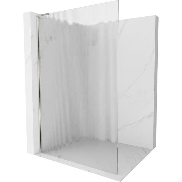 Mexen Kioto L Parete Doccia Walk-In 120 X 200 Cm, Strisce, Nichel Spazzolato - 800-120-103-97-09-image