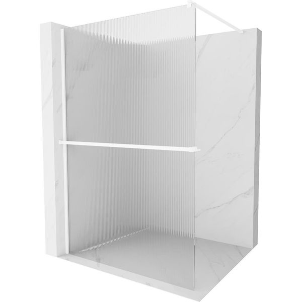Mexen Kioto+ Parete Doccia Con Mensola Walk-In 130 X 200 Cm, Righe, Bianco - 800-130-121-20-09-image