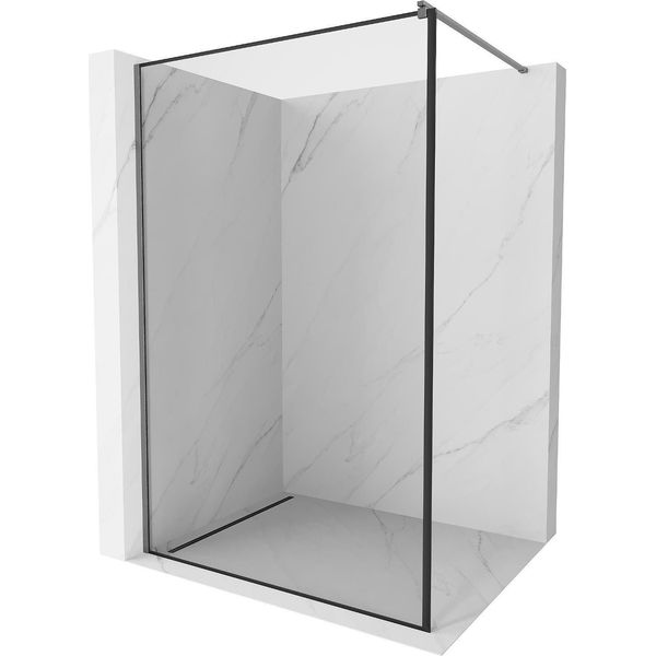 Mexen Kioto Pannello Doccia Walk-In 70 X 200 Cm, Cornice Nera 8 Mm, Grigio Canna Di Fucile Spazzolato - 800-070-101-66-70-image