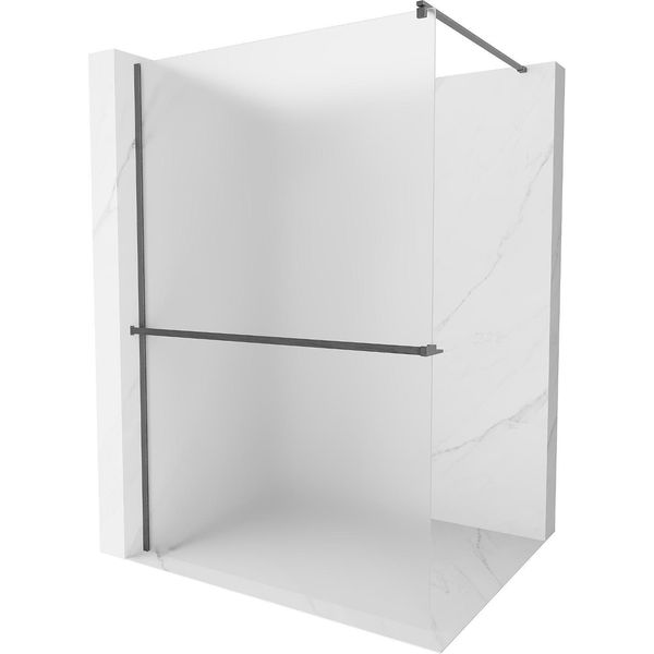 Mexen Kioto+ Parete Doccia Con Mensola Walk-In 140 X 200 Cm, Brina, Grigio Canna Di Fucile Spazzolato - 800-140-121-66-30-image