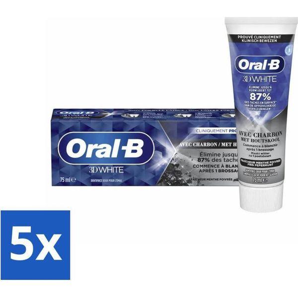 Dentifricio Oral-B 3D White Charcoal 75 Ml - Confezione Risparmio - 5 Pezzi-image