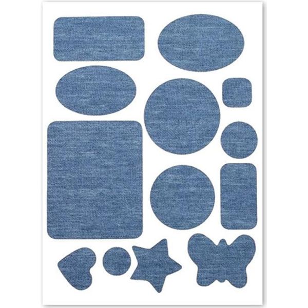 Inf Toppe Di Riparazione In Denim Per Ginocchia/Gomiti, Termoadesive, 5 Pezzi Blu-image