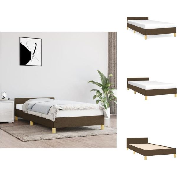 Vidaxl Struttura Letto Con Testiera In Tessuto Marrone Scuro 80X200 Cm - Letti E Strutture Letto-image