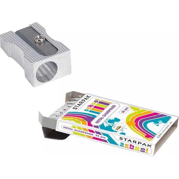 Starpak Metallo Singolo Temperino Matite Pastelli Confezione Da 24-image