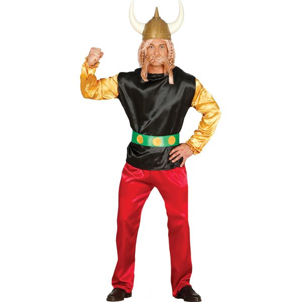 Costume Da Guerriero Gallico Elmetto Vichingo Figura Di Avventura Fantasy Comica Eroi Abbigliamento Outfit Divertente Look Colorato Design Colorato Per Carnevale, Taglia: 48 - 50 (M) Colore: Nero-image