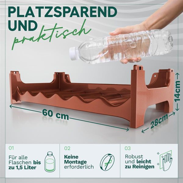 Novaliv Portabottiglie Per 72 Bottiglie | Portabottiglie Marrone | Ripiano In Plastica Robusta, Impilabile (Marrone, 12)-image