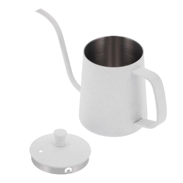 Bollitore A Collo D'oca Da 350 Ml, Acciaio Inox 304, Beccuccio Lungo, Teiera Per Casa, Cucina, Ufficio, Hotel, Bianco-image