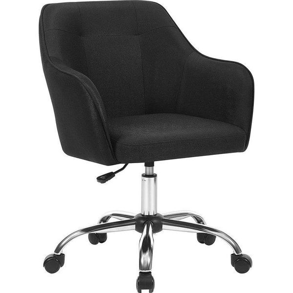 Sedia Da Ufficio Songmics, Sedia Da Ufficio Confortevole, Sedia Da Computer Regolabile In Altezza, Portata 120 Kg, Struttura In Acciaio, Finto Lino, Traspirante,-image