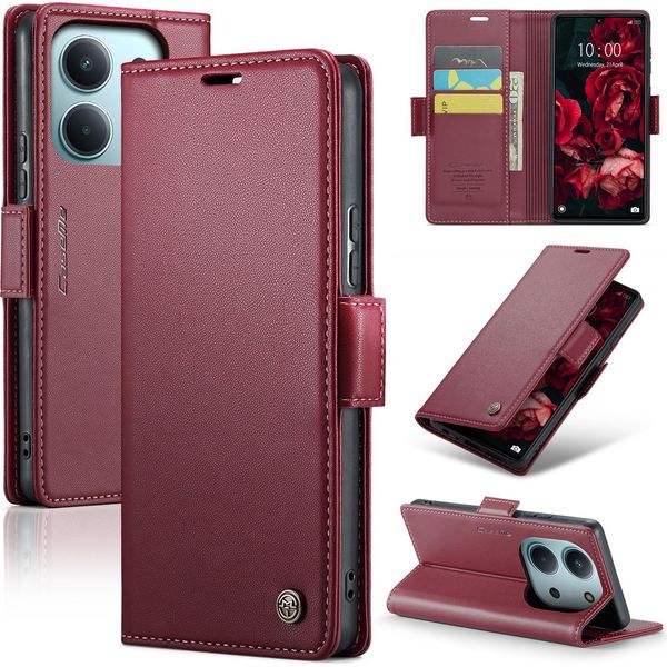 Custodia In Pelle Per Xiaomi Redmi 15C 5G/4G Portafoglio Carta Cover Protettiva Con Funzione Stand Rosso-image