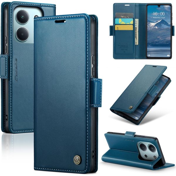 Custodia In Pelle Per Xiaomi Redmi 15C 5G/4G Portafoglio Carta Cover Protettiva Con Funzione Stand Blu-image