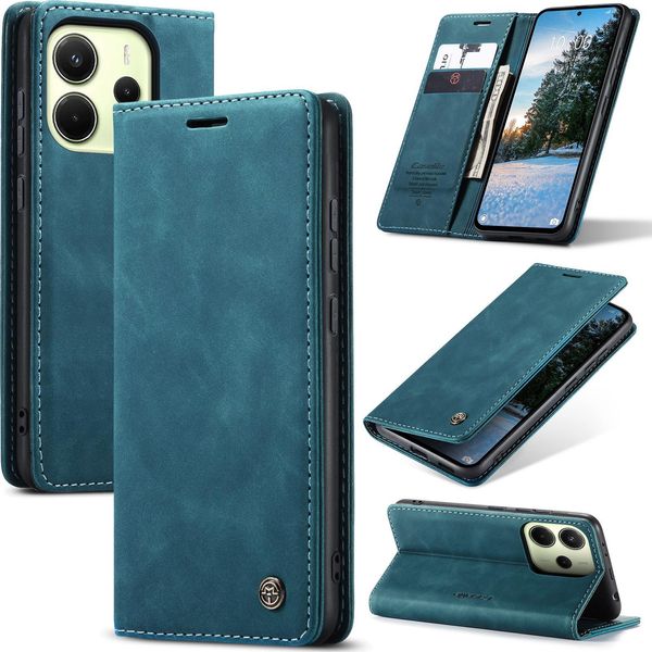 Custodia Per Xiaomi Redmi Note 14 4G Custodia Retrò In Finto Cuoio Con Funzione Di Stand Copertura Protettiva Blu-image