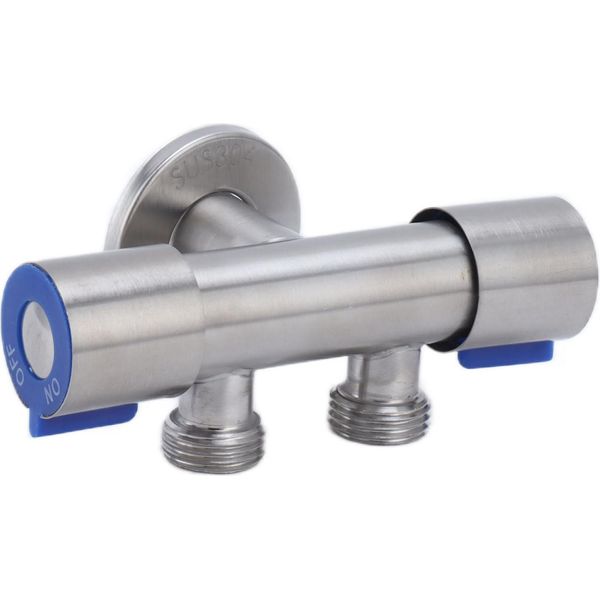 G1/2 Valvola Angolare In Acciaio Inox A 1 Ingresso E 2 Uscite Rubinetto Acqua Fredda A Doppia Maniglia E Doppio Comando-image