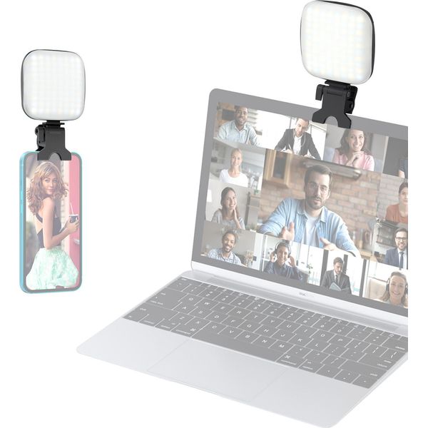 Clip-On Led Fill Light Per Telefono Selfie Light Conference Video Light 2500K-9000K Dimmable Built-In Battery Replacement Per Iphone 15/14/13/12 Android Telefono Video Conference Vlog Live Streaming Makeup-image