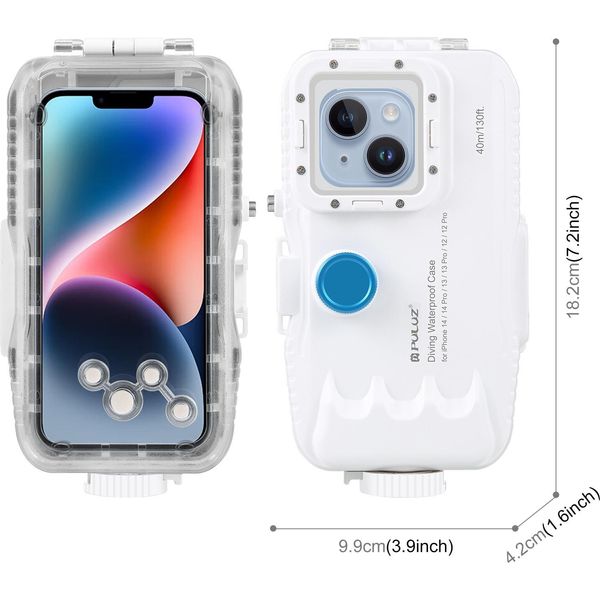 Puluz 40M/131Ft Custodia Impermeabile Per Telefono Custodia Subacquea Smartphone Custodia Protettiva Con Filtro Rosso Cinturino Da Collo Panno Di Pulizia Di Ricambio Per Iphone 16/ Iphone 15 Pro/ Iphone 14/Iphone 14 Pro/ Iphone 13/ Iphone 13 Pro/ Iphone 12/ Iphone 12 Pro-image