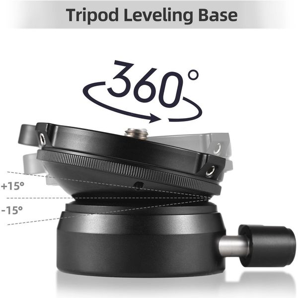 Base Di Livellamento Per Treppiede, Testa Per Fotocamera, Lega Di Alluminio, Livella A Bolla D'aria, Piastra Di Regolazione, Inclinazione Di 15° Con Vite Di Fissaggio Da 1/4 Di Pollice, Compatibile Con Fotocamere Dslr Canon, Nikon, Sony-image