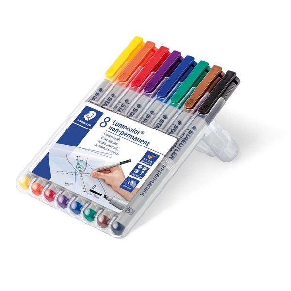 10X Staedtler® 312 WP8 Penna A Punta Fine Penna Universale Lumocolor® Non Permanente B Confezione Con 8 Colori-image