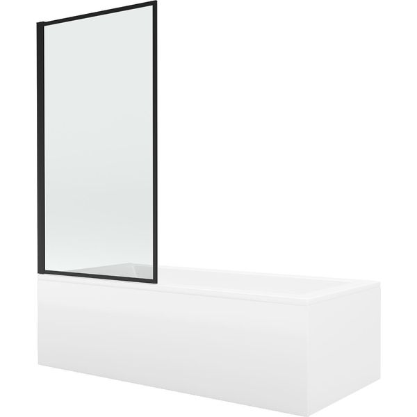 Mexen Cubik Vasca Rettangolare 150 X 70 Cm Con Pannello E Paravento A 1 Anta 80 Cm, Motivo Nero - 550315070X9308017070-image