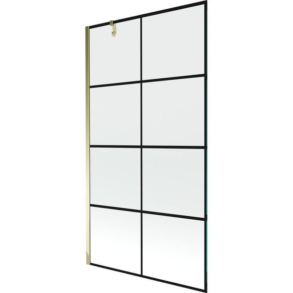 Mexen Next Parete Doccia 1-Anta 100 X 150 Cm, Griglia Nera, Dorata - 895-100-000-00-77-50-image