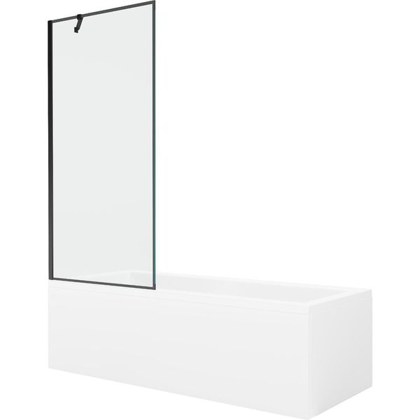 Mexen Cubik Vasca Rettangolare 160 X 70 Cm Con Rivestimento E Paravento A 1 Anta 80 Cm, Motivo Nero - 550316070X9508007070-image