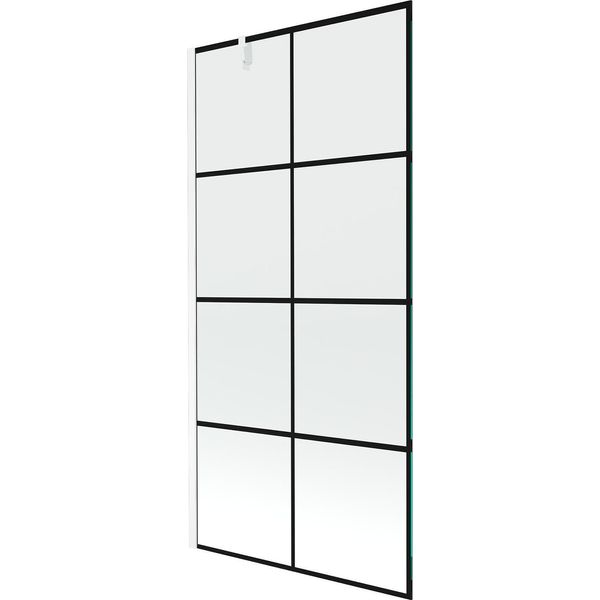 Mexen Next Pannello Da Doccia A 1 Anta 90 X 150 Cm, Griglia Nera, Bianco - 895-090-000-00-77-20-image