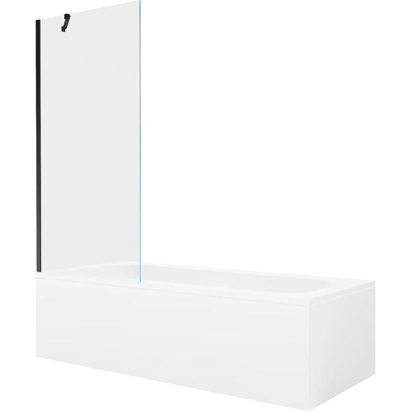 Mexen Vega Vasca Rettangolare 160 X 70 Cm Con Pannello E Schermo A 1 Anta 80 Cm, Trasparente, Nero - 550116070X9508000070-image