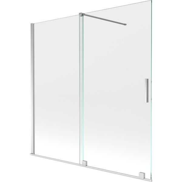 Mexen Velar Paratia Per Vasca Da Bagno A 2 Ante Scorrevoli 160 X 150 Cm, Trasparente, Cromo - 896-160-000-01-01-image