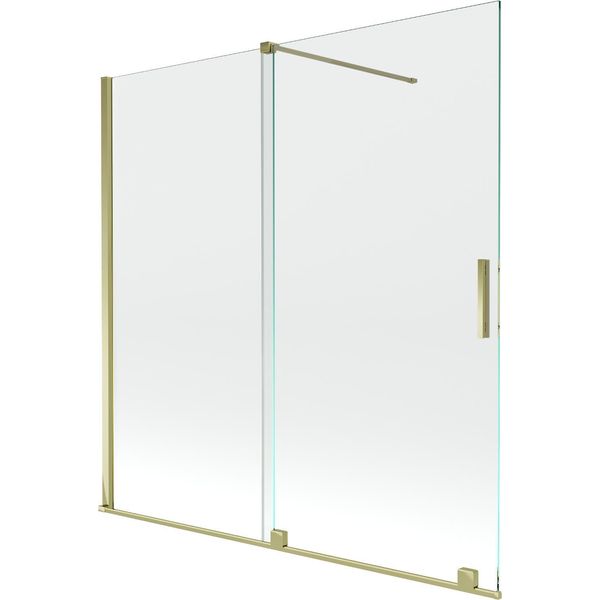 Mexen Velar Paravento Da Vasca 2 Ante Scorrevole 160 X 150 Cm, Trasparente, Dorato - 896-160-000-01-50-image