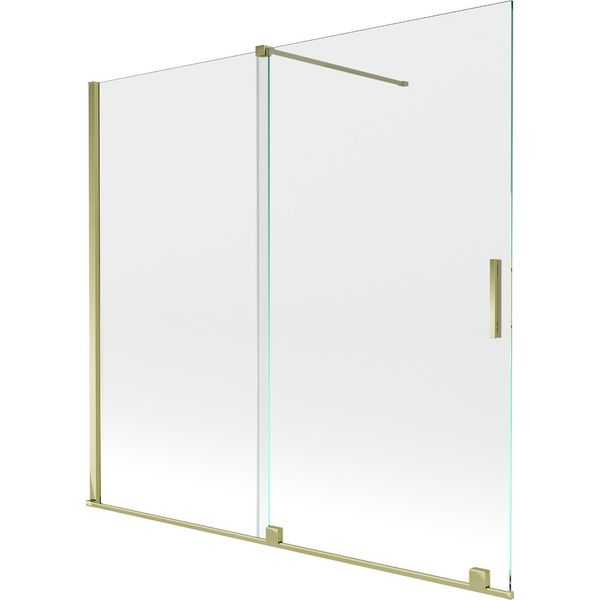 Mexen Velar Paravento Vasca Da Bagno Scorrevole A 2 Ante 170 X 150 Cm, Trasparente, Oro - 896-170-000-01-50-image