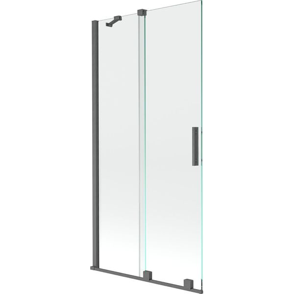 Mexen Velar Paratia Da Vasca Da Bagno A 2 Ante Scorrevoli 90 X 150 Cm, Trasparente, Grigio Canna Di Fucile Spazzolato-image