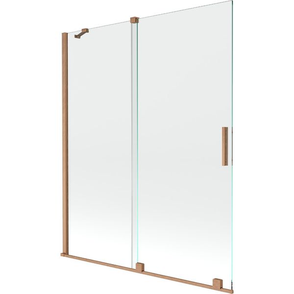 Mexen Velar Paratia Da Vasca 2 Ante Scorrevoli 140 X 150 Cm, Trasparente, Rame Spazzolato - 896-140-000-01-65-image