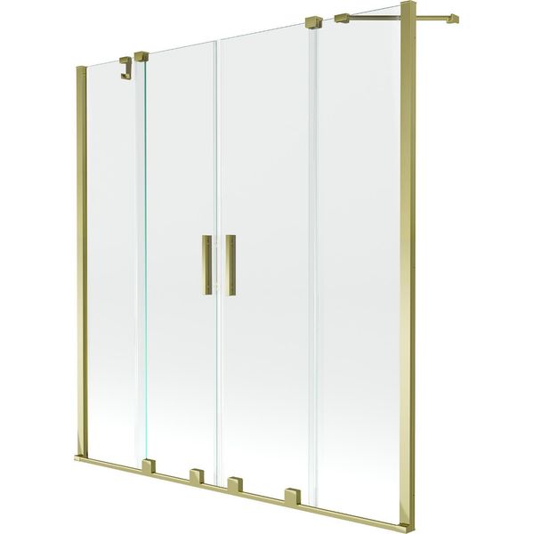 Mexen Velar Duo Paratia Vasca Da Bagno A 2 Ante Scorrevoli 140 X 150 Cm, Trasparente, Dorato - 896-140-000-02-50-image