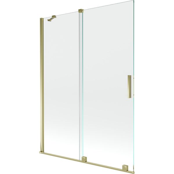 Mexen Velar Paratia Per Vasca Da Bagno Scorrevole A 2 Ante 130 X 150 Cm, Trasparente, Oro - 896-130-000-01-50-image
