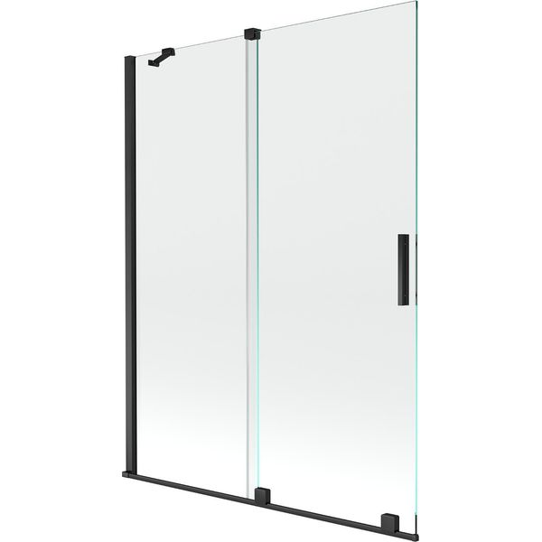 Mexen Velar Paratia Per Vasca Da Bagno Scorrevole A 2 Ante 130 X 150 Cm, Trasparente, Nero - 896-130-000-01-70-image