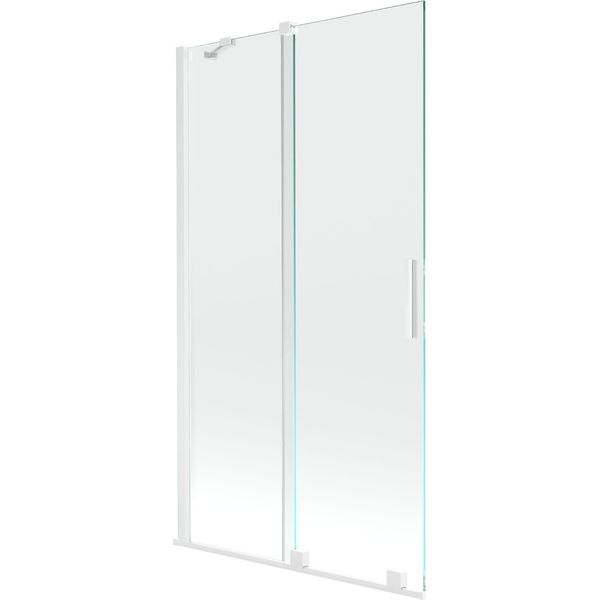Mexen Velar Paravento Vasca Scorrevole A 2 Ante 100 X 150 Cm, Trasparente, Bianco - 896-100-000-01-20-image