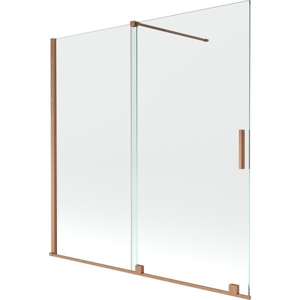 Mexen Velar Paratia Per Vasca Da Bagno A 2 Ante Scorrevole 160 X 150 Cm, Trasparente, Rame Spazzolato - 896-160-000-01-65-image