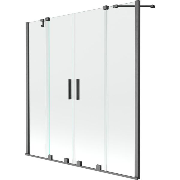 Mexen Velar Duo Paratia Da Bagno A 2 Ante Scorrevoli 160 X 150 Cm, Trasparente, Grigio Scuro Spazzolato - 896-160-000-02-66-image