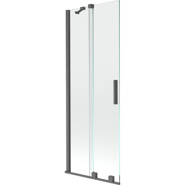 Mexen Velar Paratia Da Vasca Da Bagno A 2 Ante Scorrevoli 75 X 150 Cm, Trasparente, Grigio Canna Di Fucile Spazzolato-image