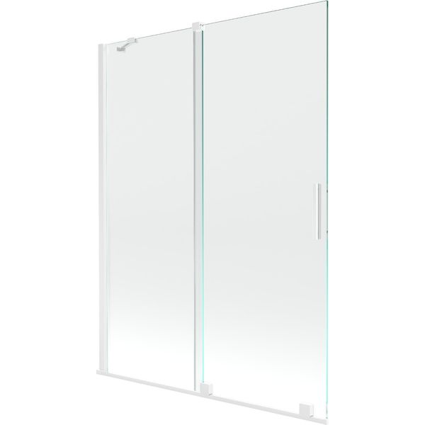 Mexen Velar Paravento Da Bagno Con Apertura Scorrevole A 2 Ante 130 X 150 Cm, Trasparente, Bianco - 896-130-000-01-20-image
