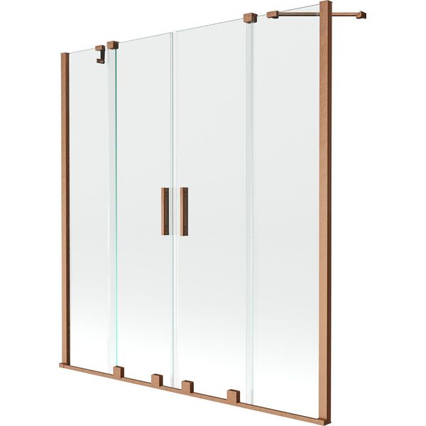 Mexen Velar Duo Paratia Da Bagno A 2 Ante Scorrevoli 140 X 150 Cm, Trasparente, Rame Spazzolato - 896-140-000-02-65-image