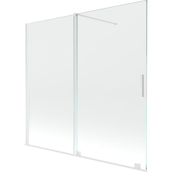 Mexen Velar Paravento Per Vasca Da Bagno A 2 Ante Scorrevoli 170 X 150 Cm, Trasparente, Bianco - 896-170-000-01-20-image