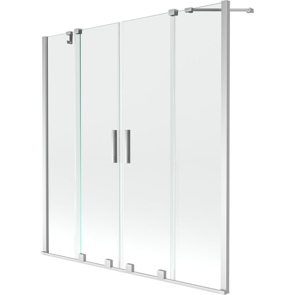 Mexen Velar Duo Paravento Vasca Da Bagno 2 Ante Scorrevoli 150 X 150 Cm, Trasparente, Cromo - 896-150-000-02-01-image