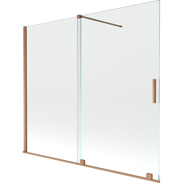 Mexen Velar Paratia Per Vasca Da Bagno A 2 Ante Scorrevoli 180 X 150 Cm, Trasparente, Rame Spazzolato - 896-180-000-01-65-image