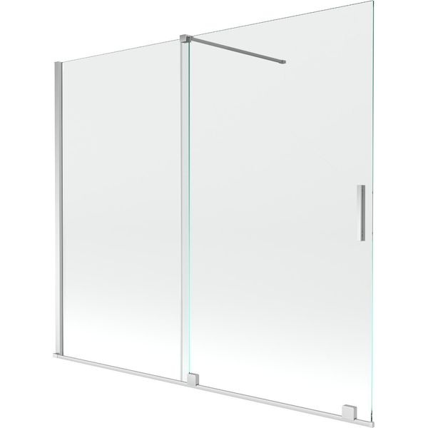 Mexen Velar Paravento Da Bagno 2 Ante Scorrevoli 180 X 150 Cm, Trasparente, Cromo - 896-180-000-01-01-image