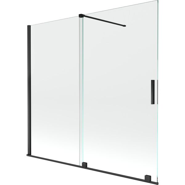 Mexen Velar Paratia Per Vasca Da Bagno A 2 Ante Scorrevoli 170 X 150 Cm, Trasparente, Nero - 896-170-000-01-70-image