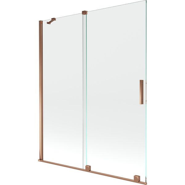 Mexen Velar Paratia Per Vasca Da Bagno A 2 Ante Scorrevoli 140 X 150 Cm, Trasparente, Oro Rosa - 896-140-000-01-60-image