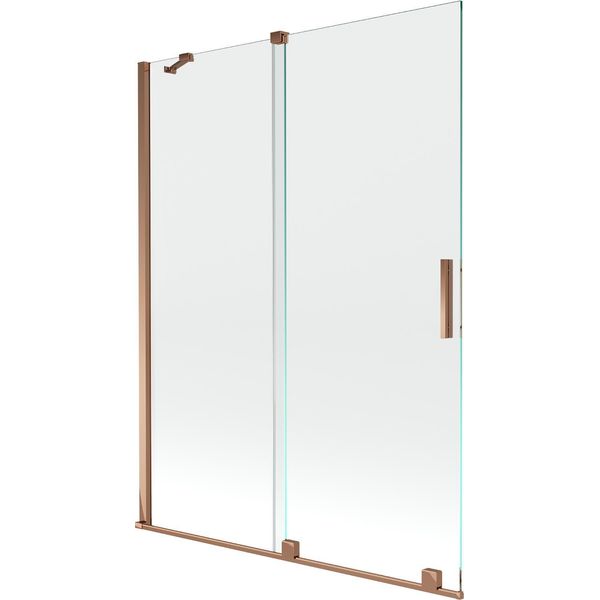 Mexen Velar Paratia Da Bagno 2 Ante Scorrevoli 130 X 150 Cm, Trasparente, Oro Rosa - 896-130-000-01-60-image