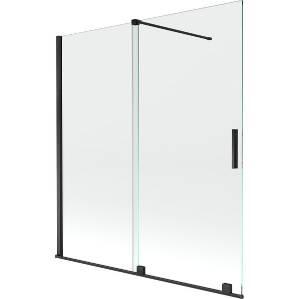 Mexen Velar Paravento Per Vasca Da Bagno A 2 Ante Scorrevole 150 X 150 Cm, Trasparente, Nero - 896-150-000-01-70-image