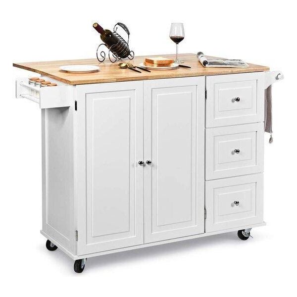 Costway Carrello Da Cucina Rotante, Carrello Da Cucina Con Portaspezie, Porta Asciugamani E Cassetto, Mobile Da Cucina Con Ruote E Regolabile-image